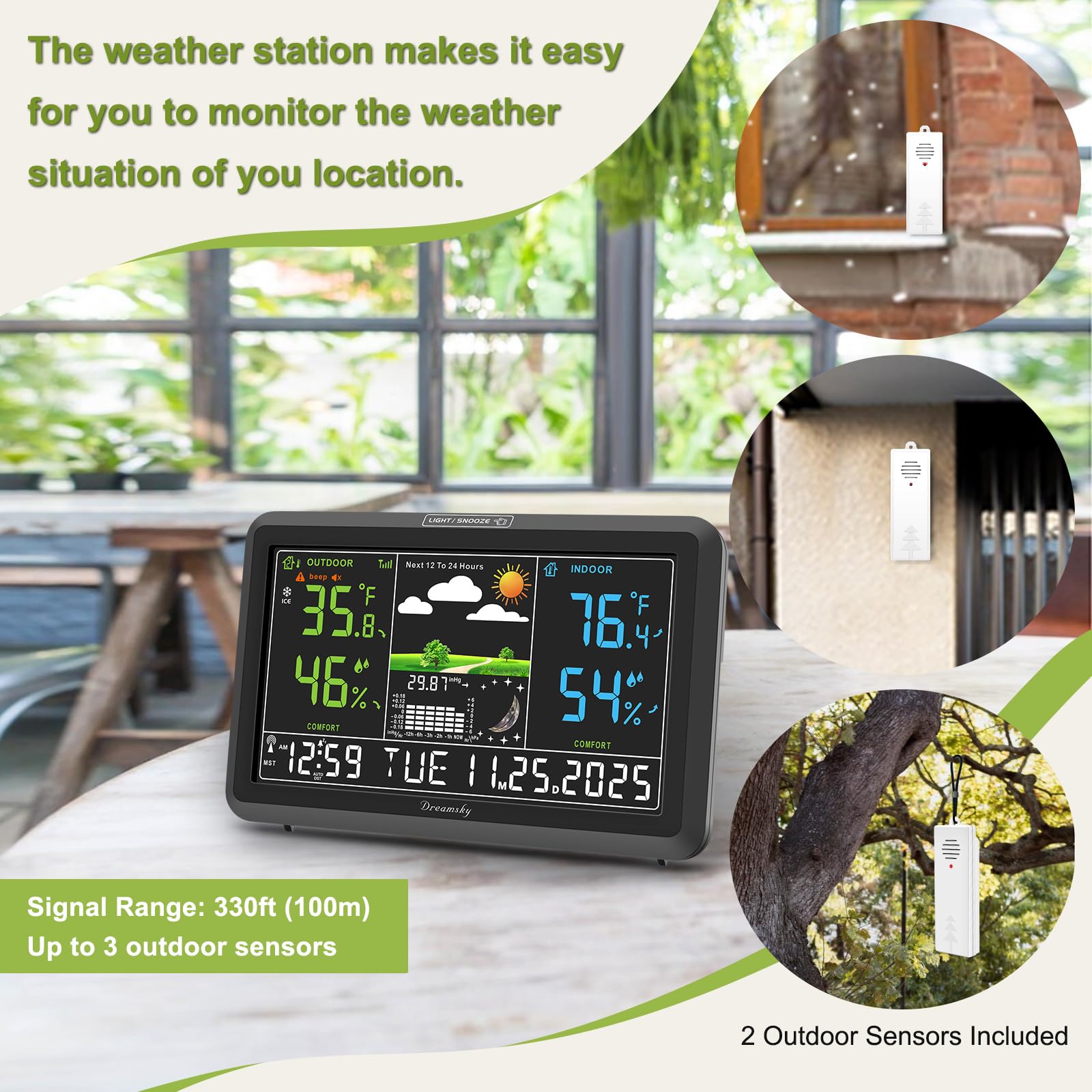 DreamSky atomic clock accuracy via WWVB signal for precise time.