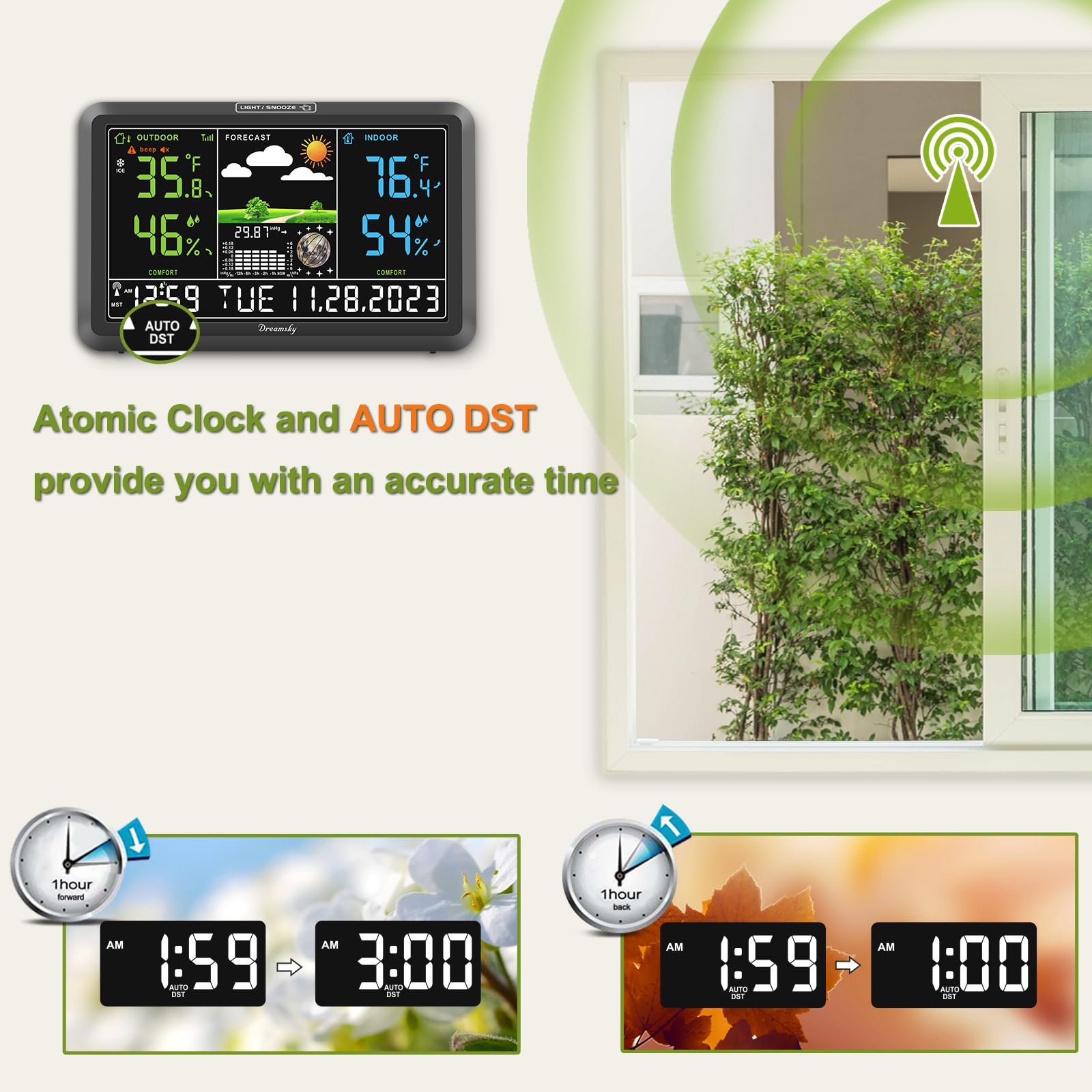 DreamSky WWVB atomic clock maintains precise time with automatic DST
