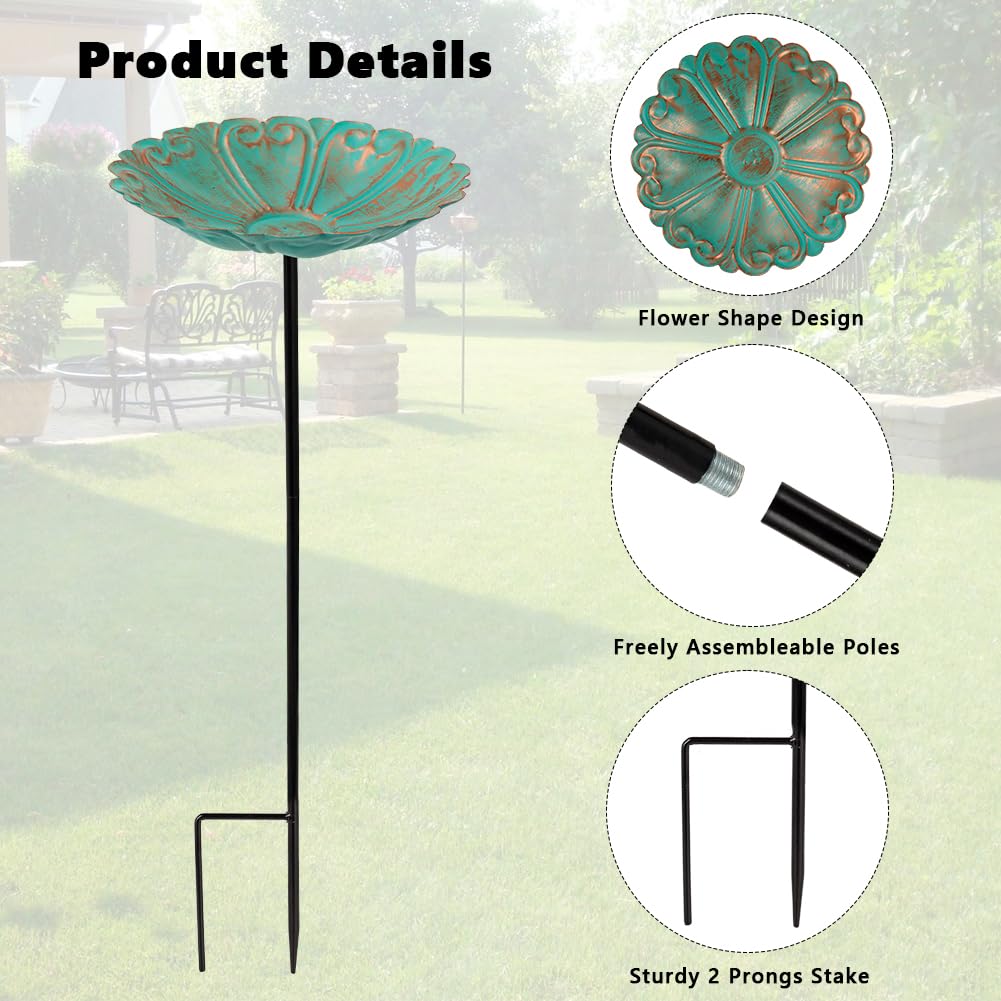 DREAMSOUL easy install bird bath kit with ground plug and two poles.