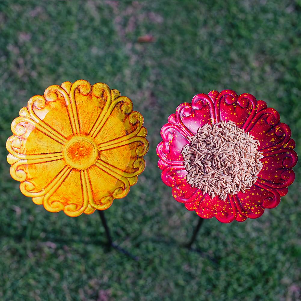 DREAMSOUL flower bird bath set in variety colors enhances yard aesthetics and wildlife.