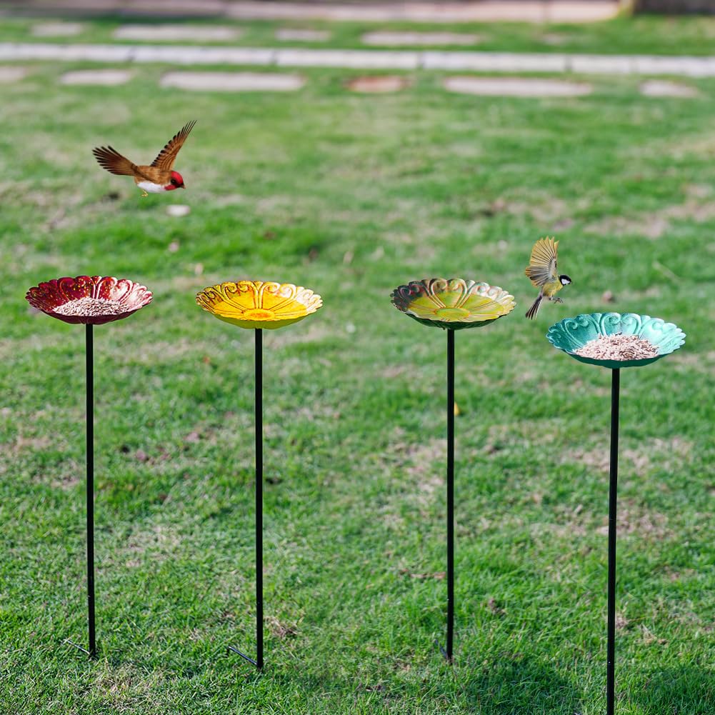 DREAMSOUL outdoor bird bath shown in garden setup with adjustable height.