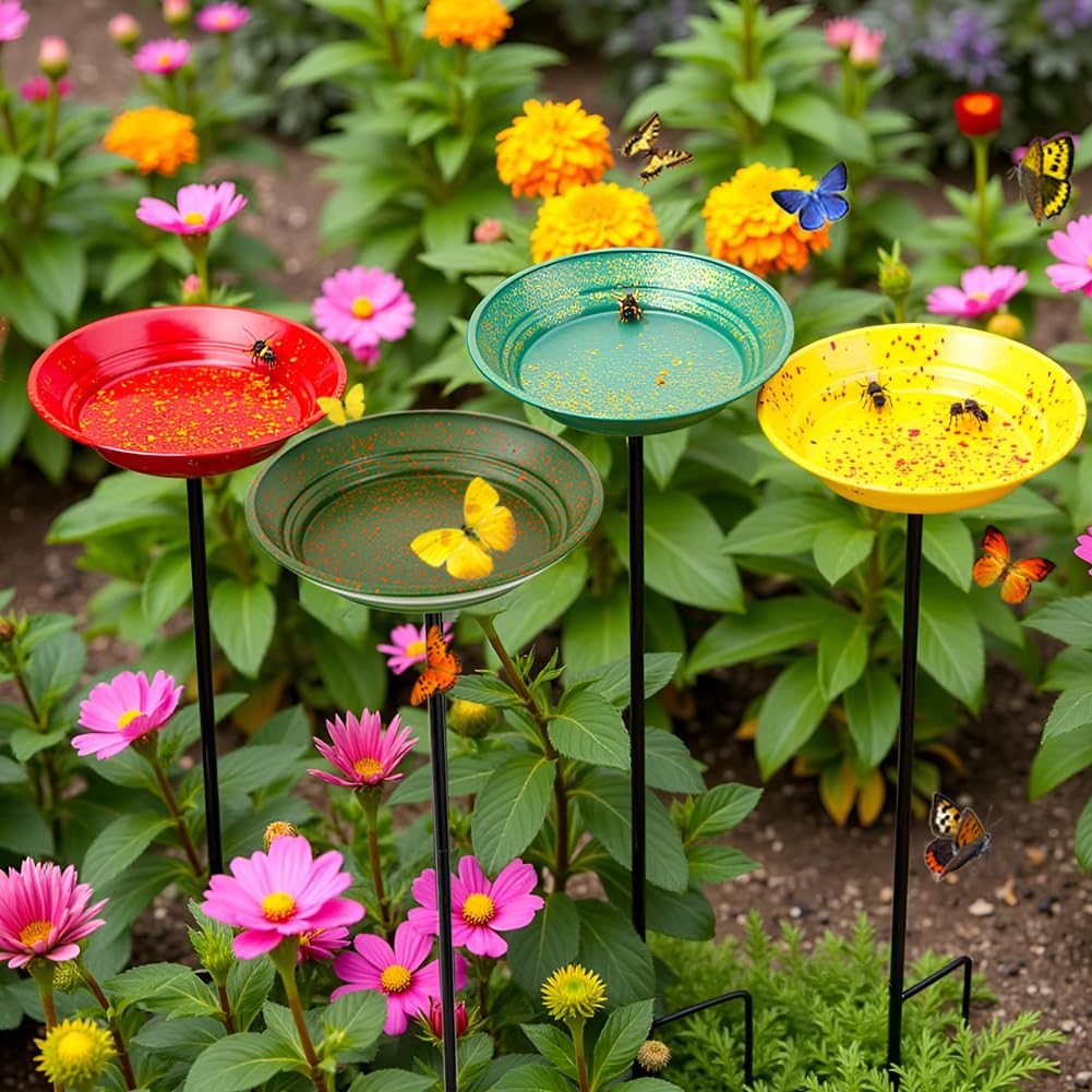 Dreamysoul bee watering station in metal finish for pollinator-friendly gardens.