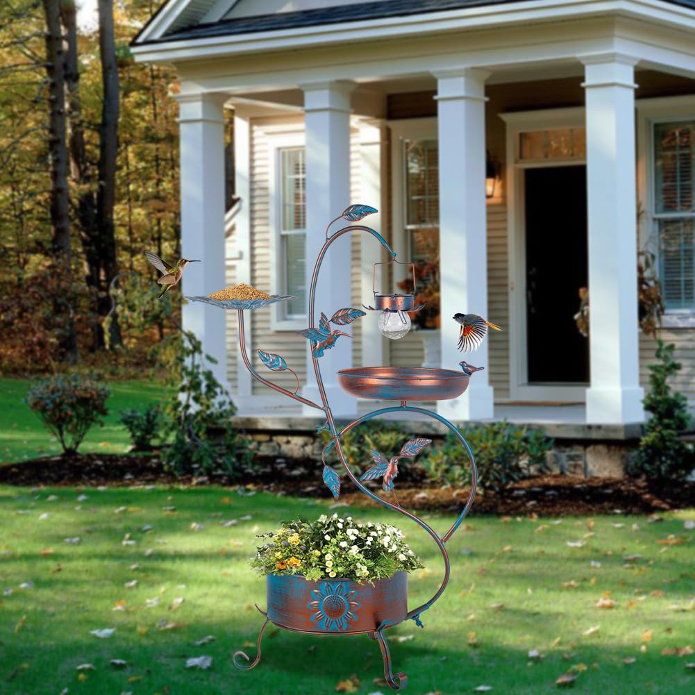 Dreamysoul 3-in-1 design combines feeder, planter, and bath for birds.