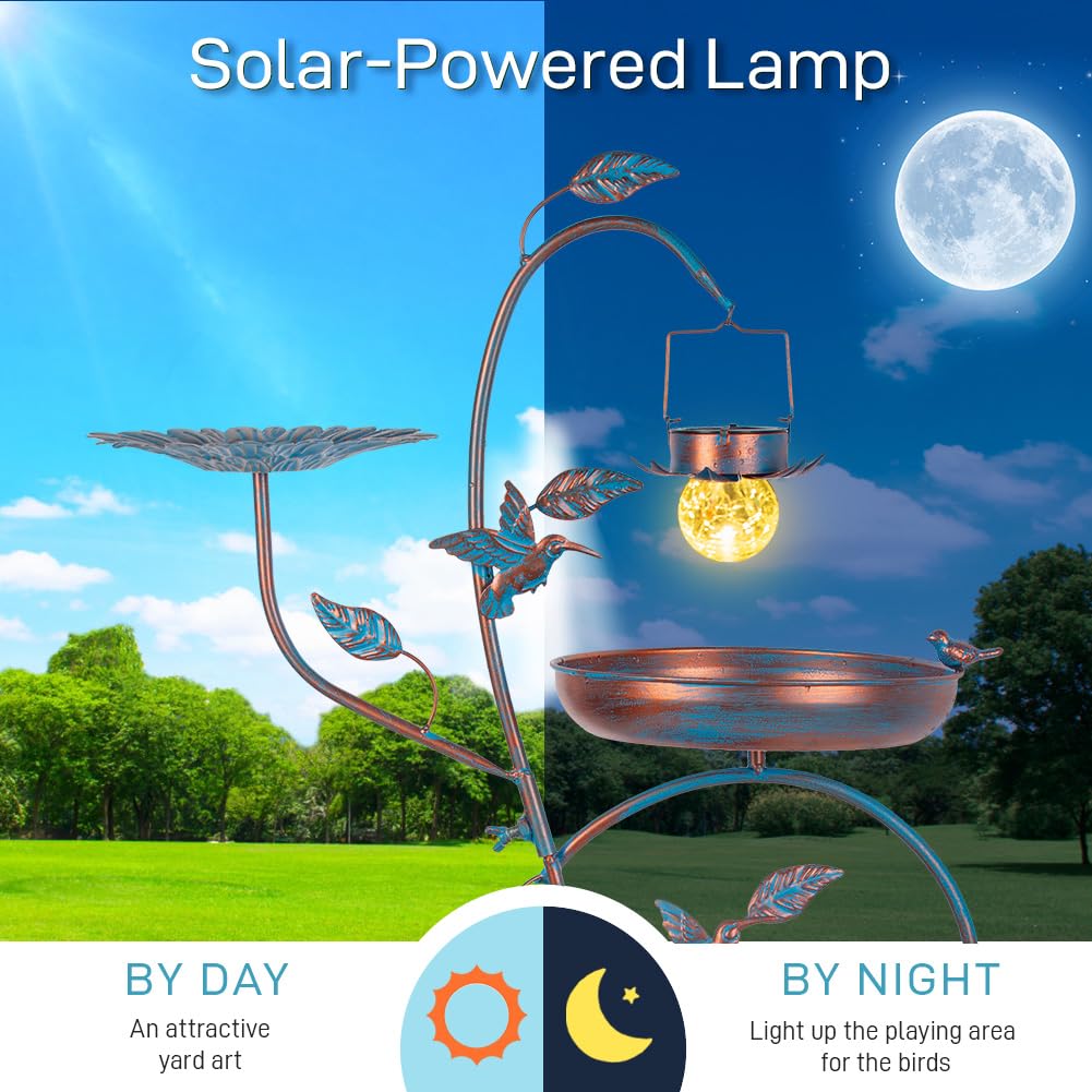 Dreamysoul garden blue bird bath offers easy assembly and quick setup.
