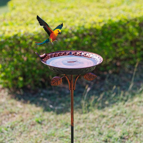 Dreamysoul bird bath with textured bowl adds decorative appeal to outdoor spaces.