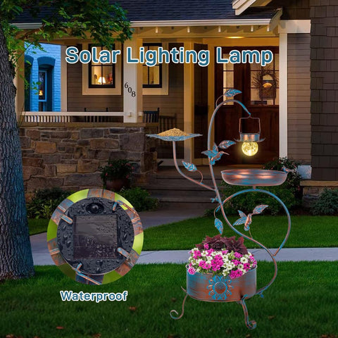 Dreamysoul metal bird bath’s weatherproof coating resists rust for year-round use.