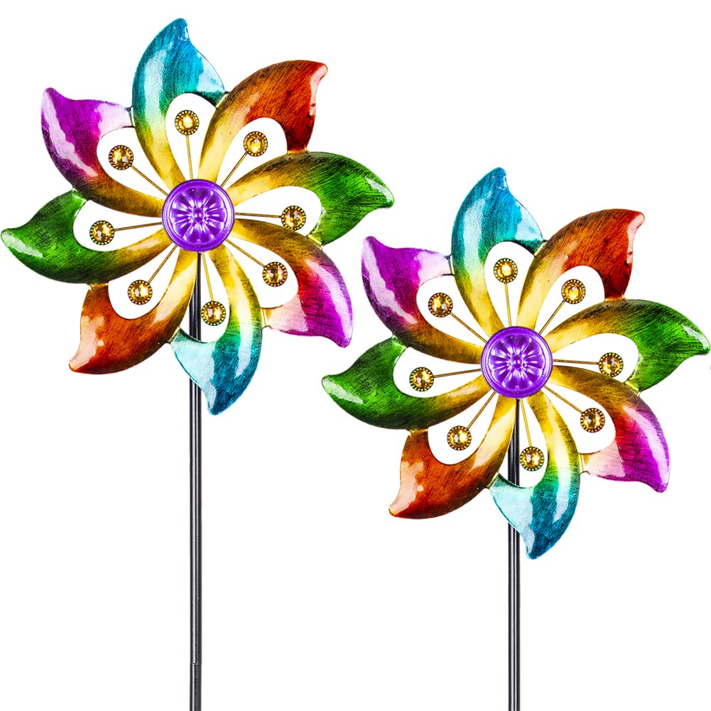 Dreamysoul wind spinner with colorful flowers spins smoothly in light breeze