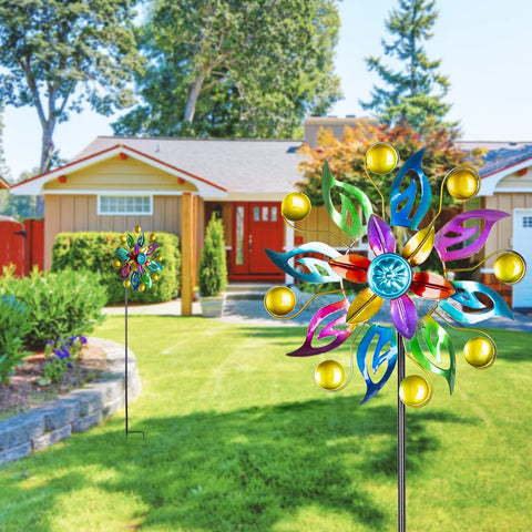 Dreamysoul 2-pack wind spinners elevate yard decor upon installation.