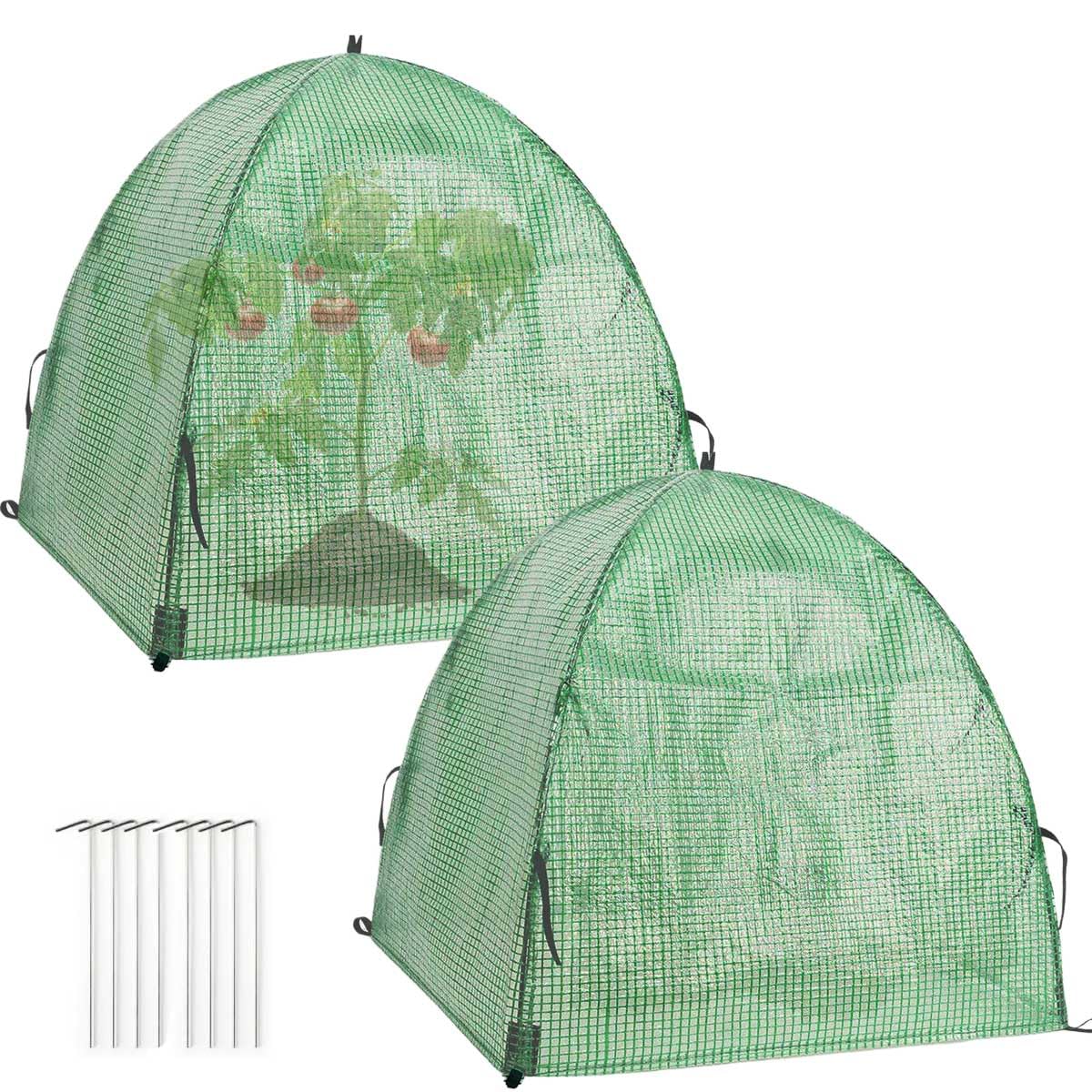 DredQcco 2-pack plant freeze protection cover with green grid shields shrubs from frost while letting light through.