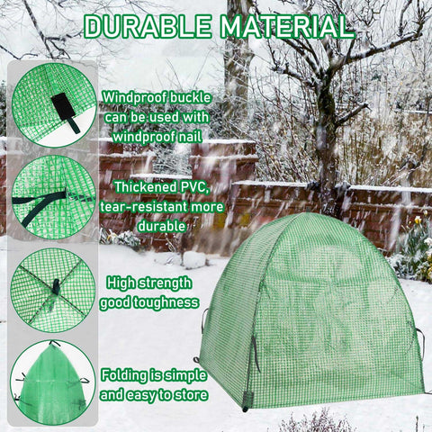 DredQcco plant freeze protection cover nonwoven fabric provides durable, reusable winter shelter for potted plants.