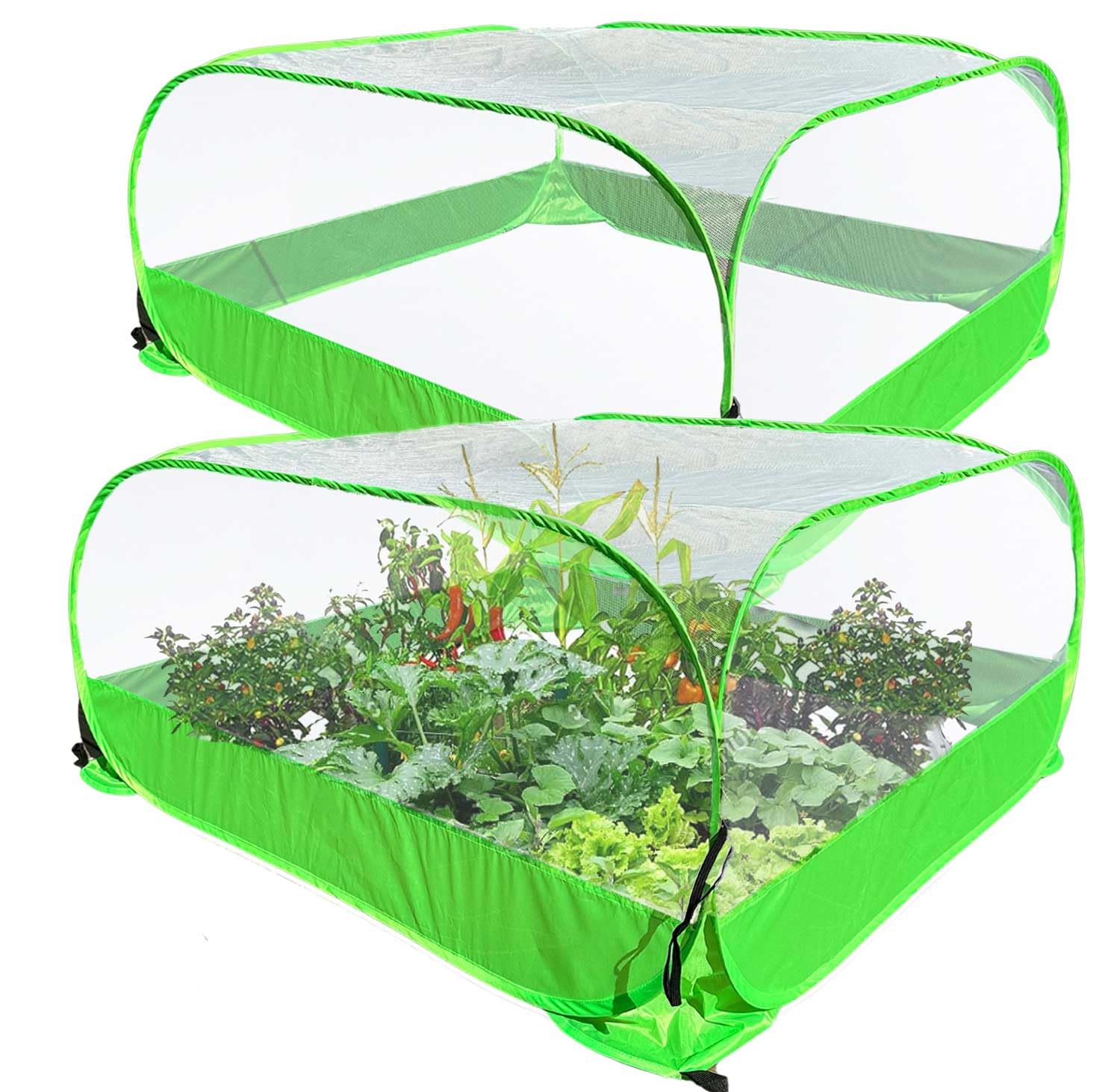 DredQcco Pop Up Plant Cover outdoors protecting vegetables from birds and pests