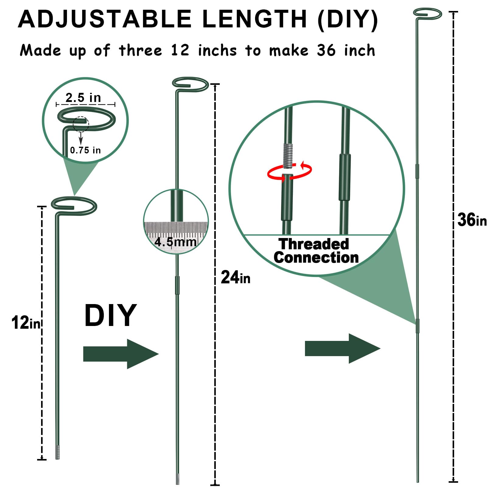Dreecy plant stake 24 inch supports mid-height flowers and vegetables in gardens.