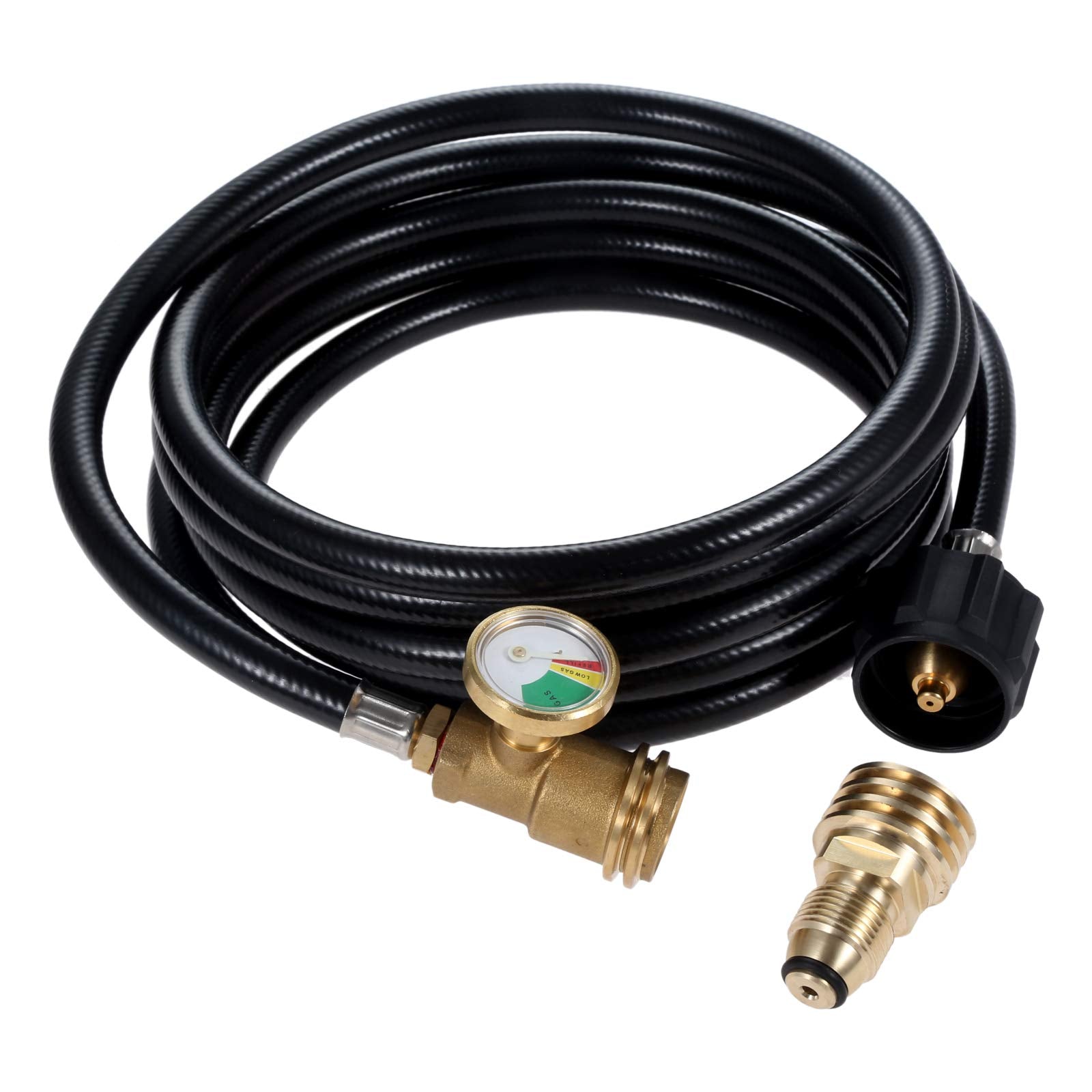 DRELD 12ft propane hose extension with gauge for easy reading during outdoor cooking