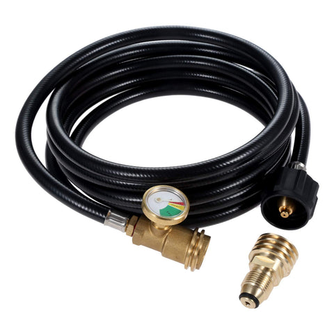 DRELD 12ft propane hose extension with gauge for easy reading during outdoor cooking