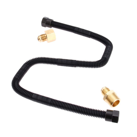 DRELD 24-inch non-whistle flex gas line ready for indoor or outdoor gas-fire pit use