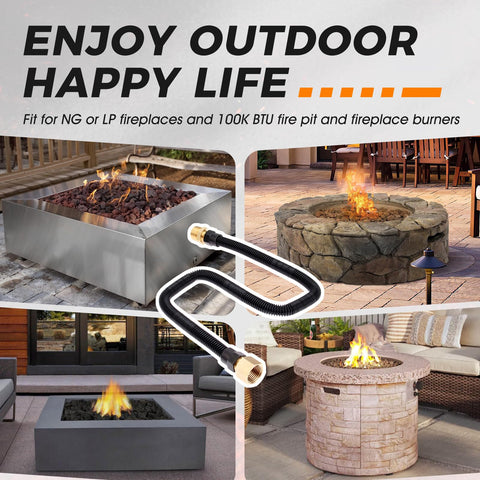 DRELD indoor-outdoor use flex gas line for fireplaces and fire pits with steady performance