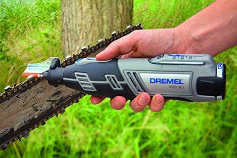 Dremel 1453 chainsaw sharpening kit in use on a saw chain