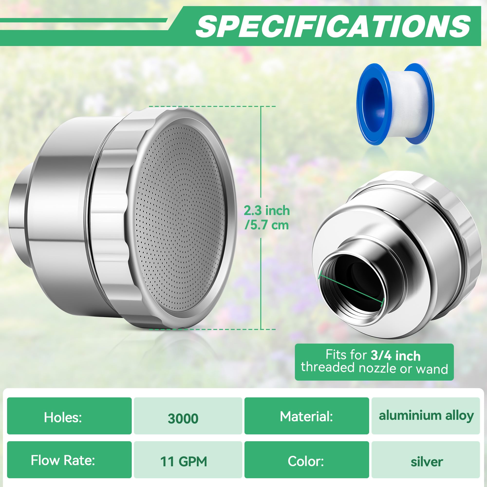Dreyoo aluminium alloy garden shower head offers durable, uniform spray.