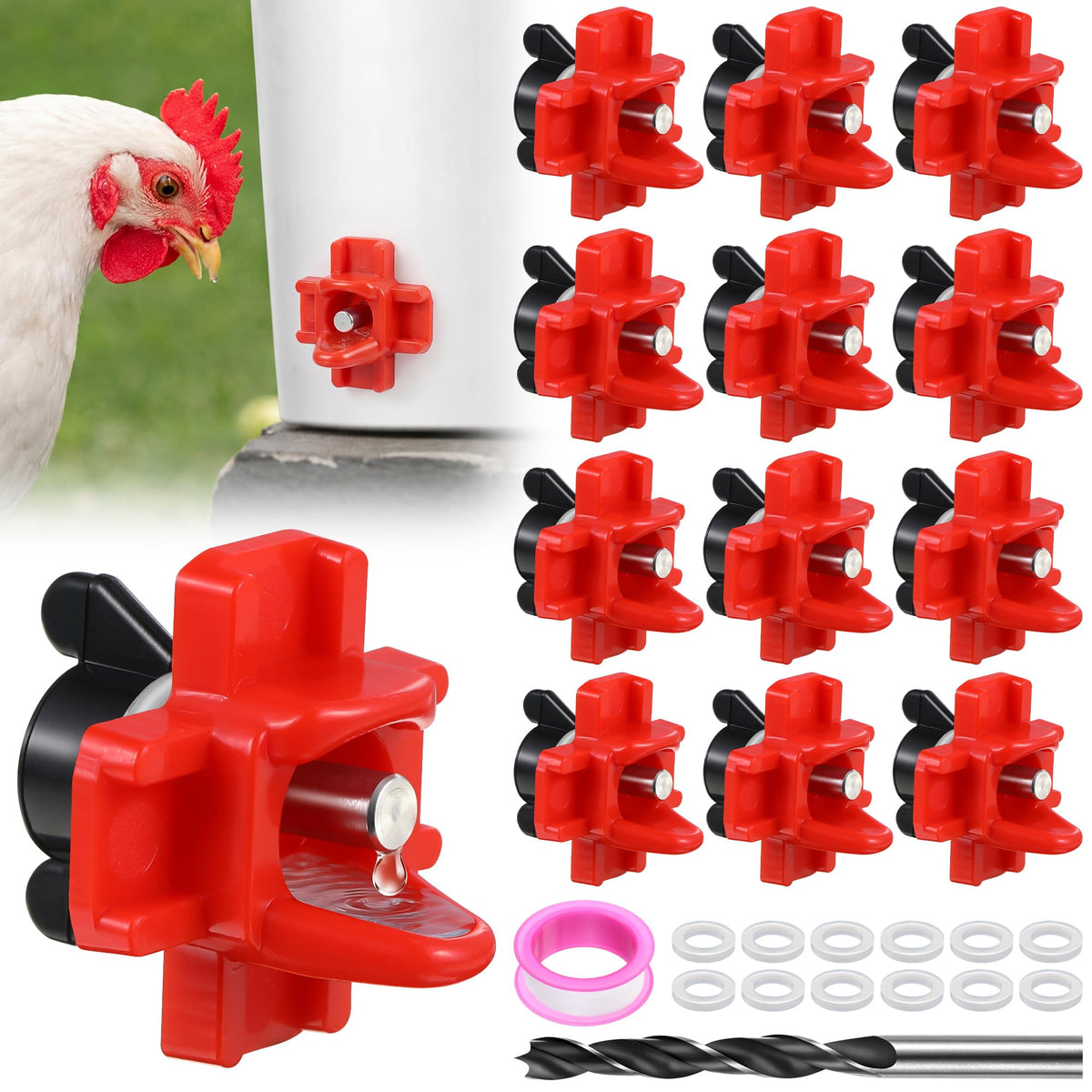 Dreyoo horizontal chicken water nipple kit for easy coop hydration and cleaner water