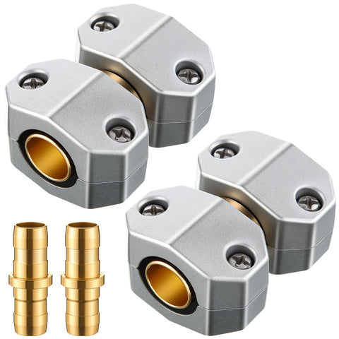Dreyoo metal hose mender with aluminum body and brass connectors for durable garden repairs.