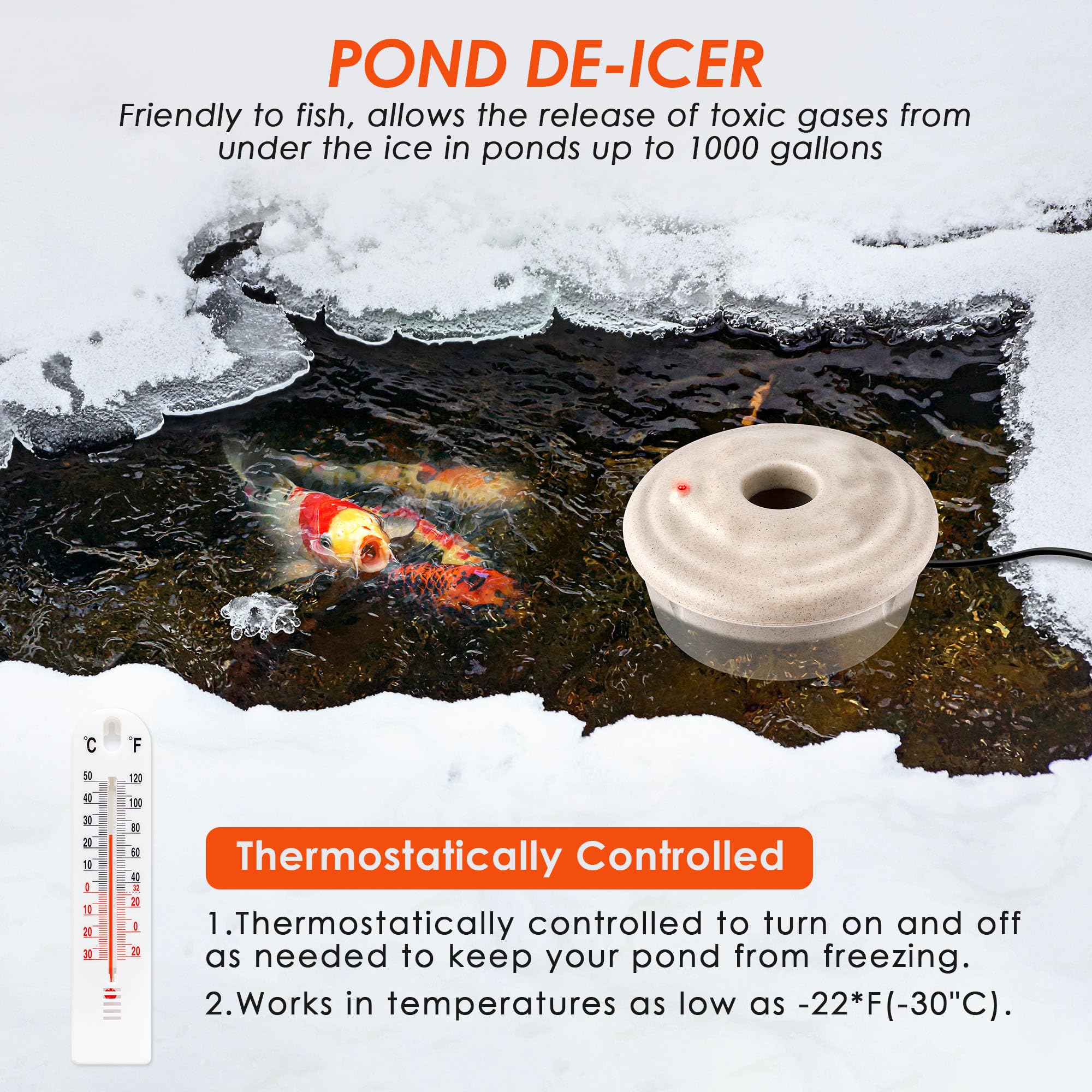 Dreyoo pond heater anti-sinking design stays afloat to protect the heater.
