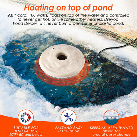 Dreyoo pond heater compact size fits small ponds without crowding.
