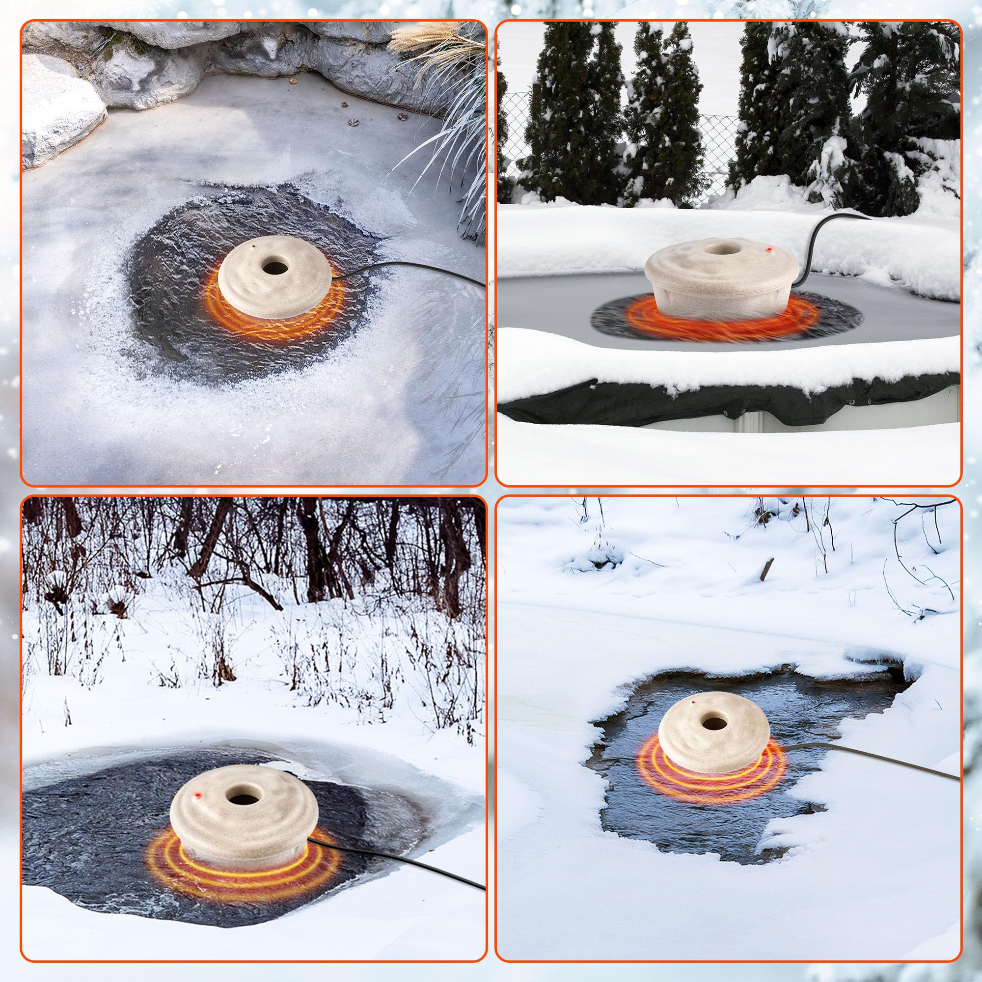 Dreyoo pond heater open ice vent supports safe gas release in winter.