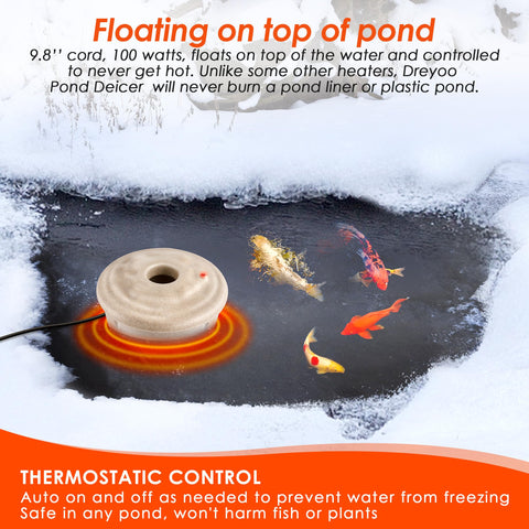 Dreyoo pond heater with thermostatic control maintains steady temperatures for reliable ice management.