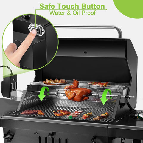 Dreyoo rotisserie forks securely hold meat for even browning.