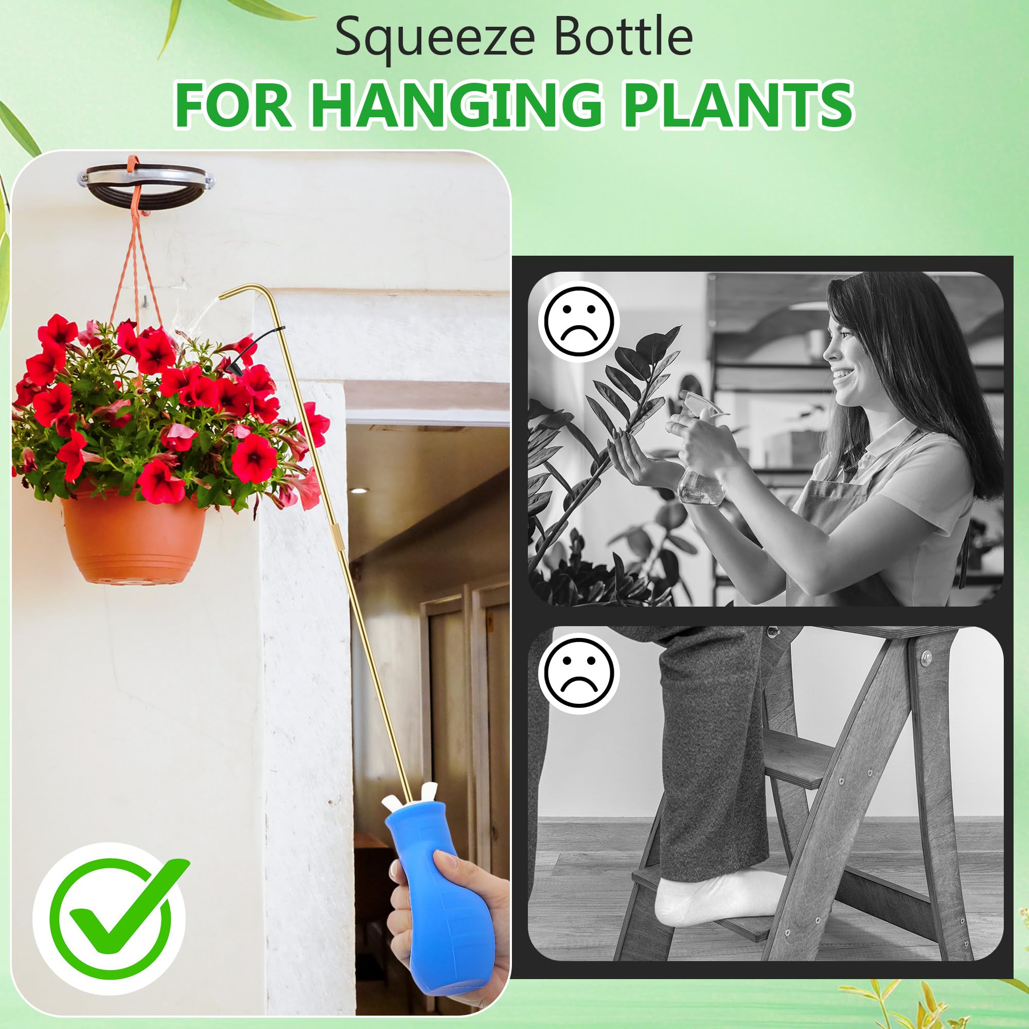 Dreyoo squeeze bottle ergonomic grip for comfortable one- or two-handed watering