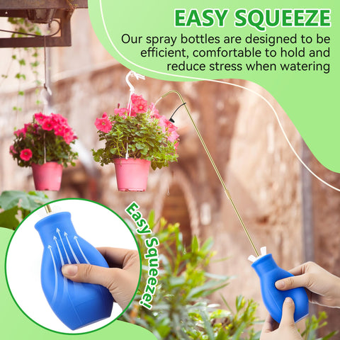 Dreyoo Squeeze Bottle in use on a hanging basket for easy watering