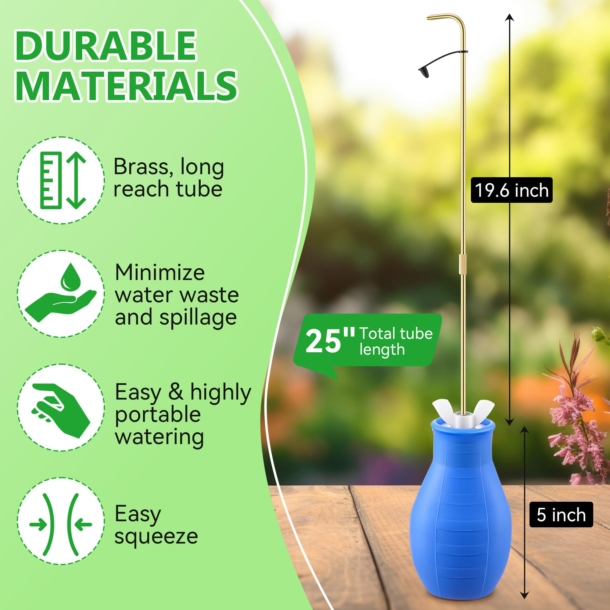 Dreyoo Squeeze Bottle narrow nozzle delivers precise irrigation at base