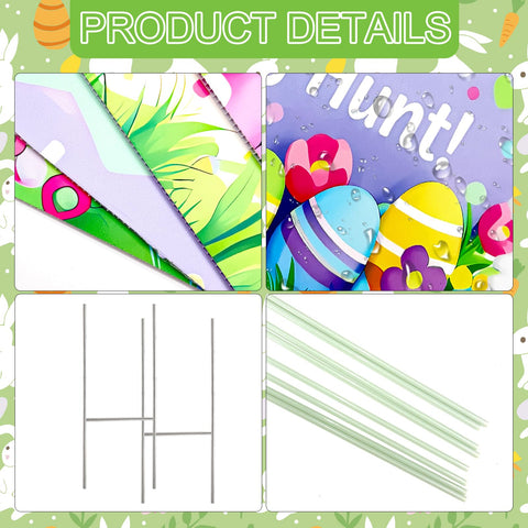 Close-up of Drezimo Easter bunny yard sign with bright colors.