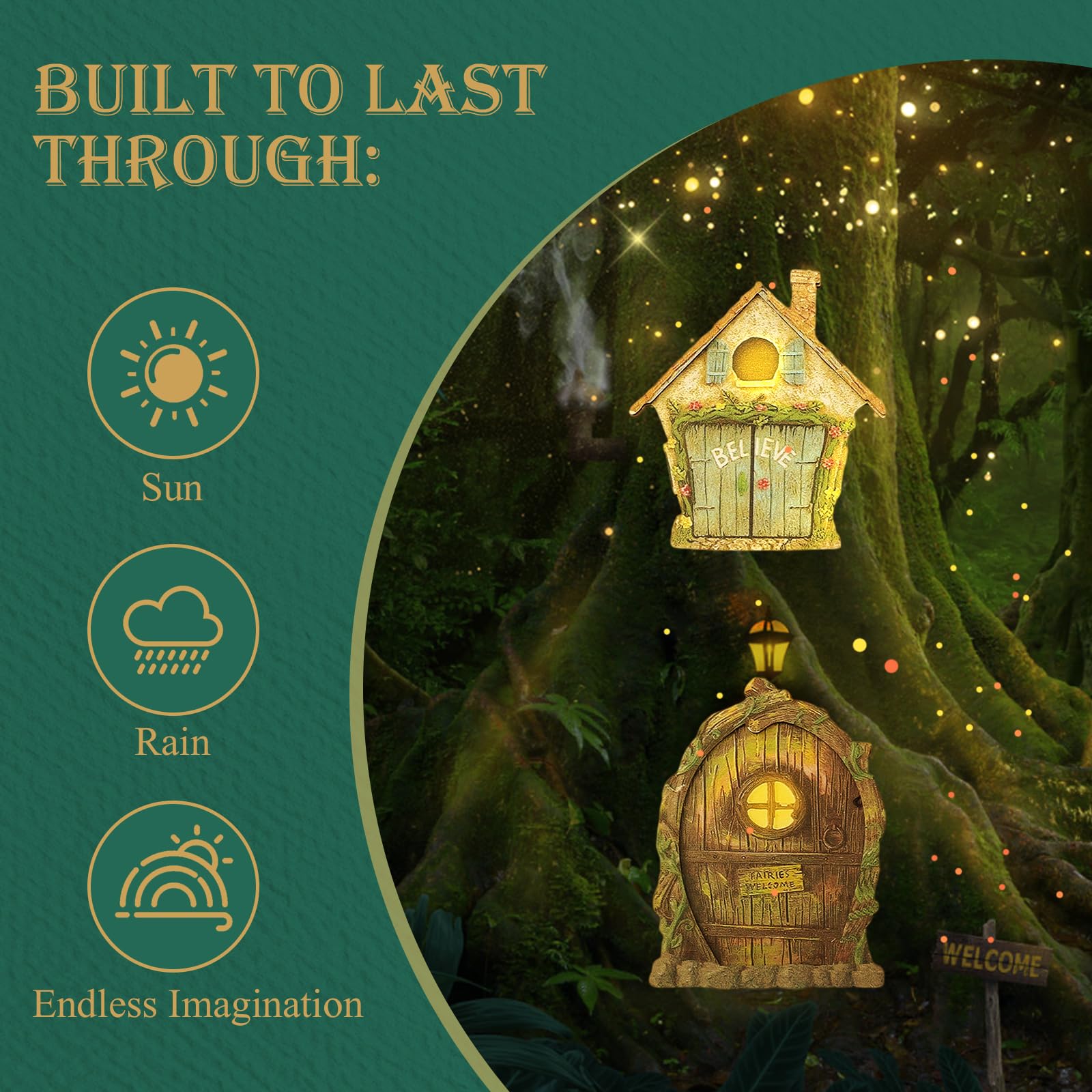 Drhomeam outdoor fairy garden decor door adds warmth and wonder to any space