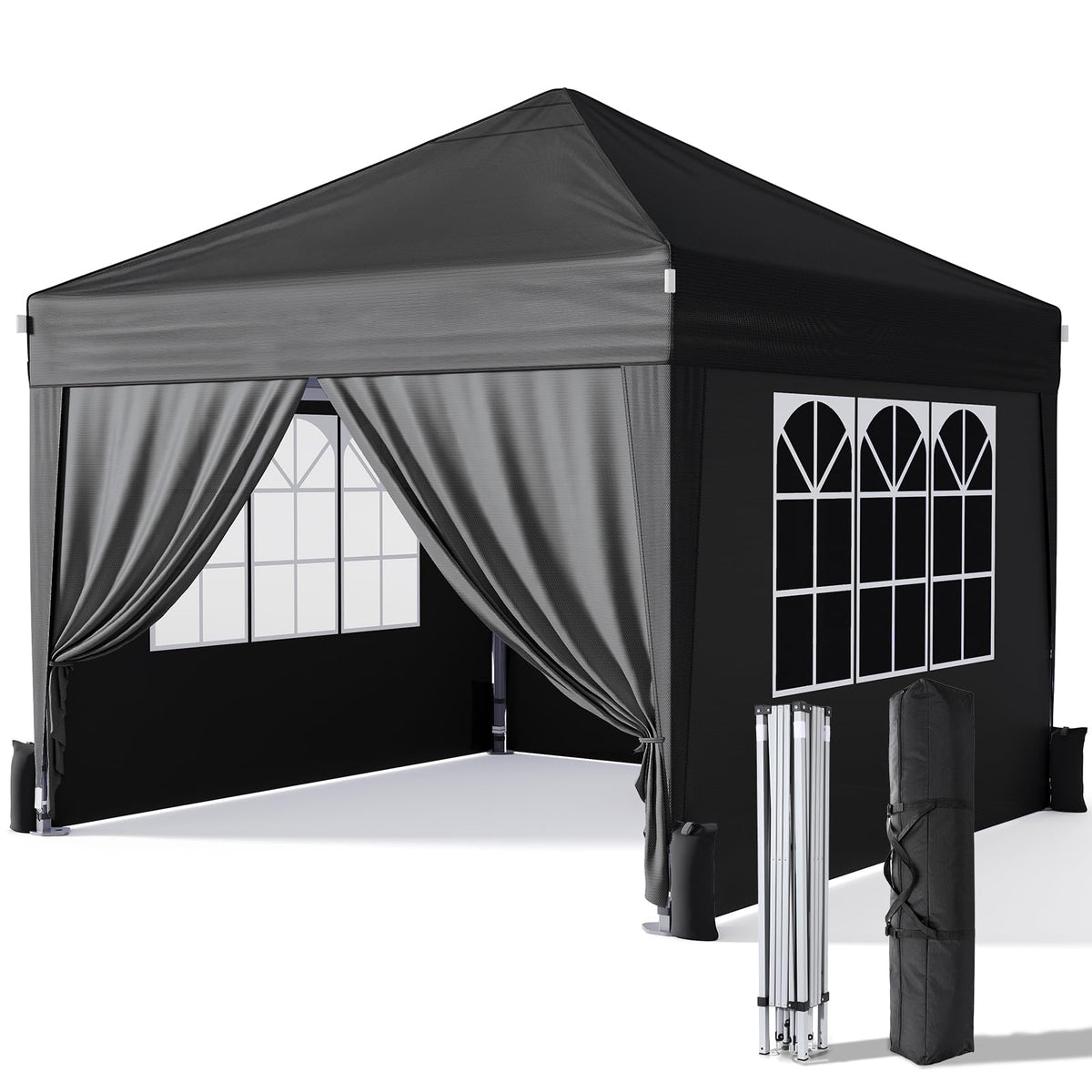 Driftalia 10x10 canopy front view ready for setup and shade
