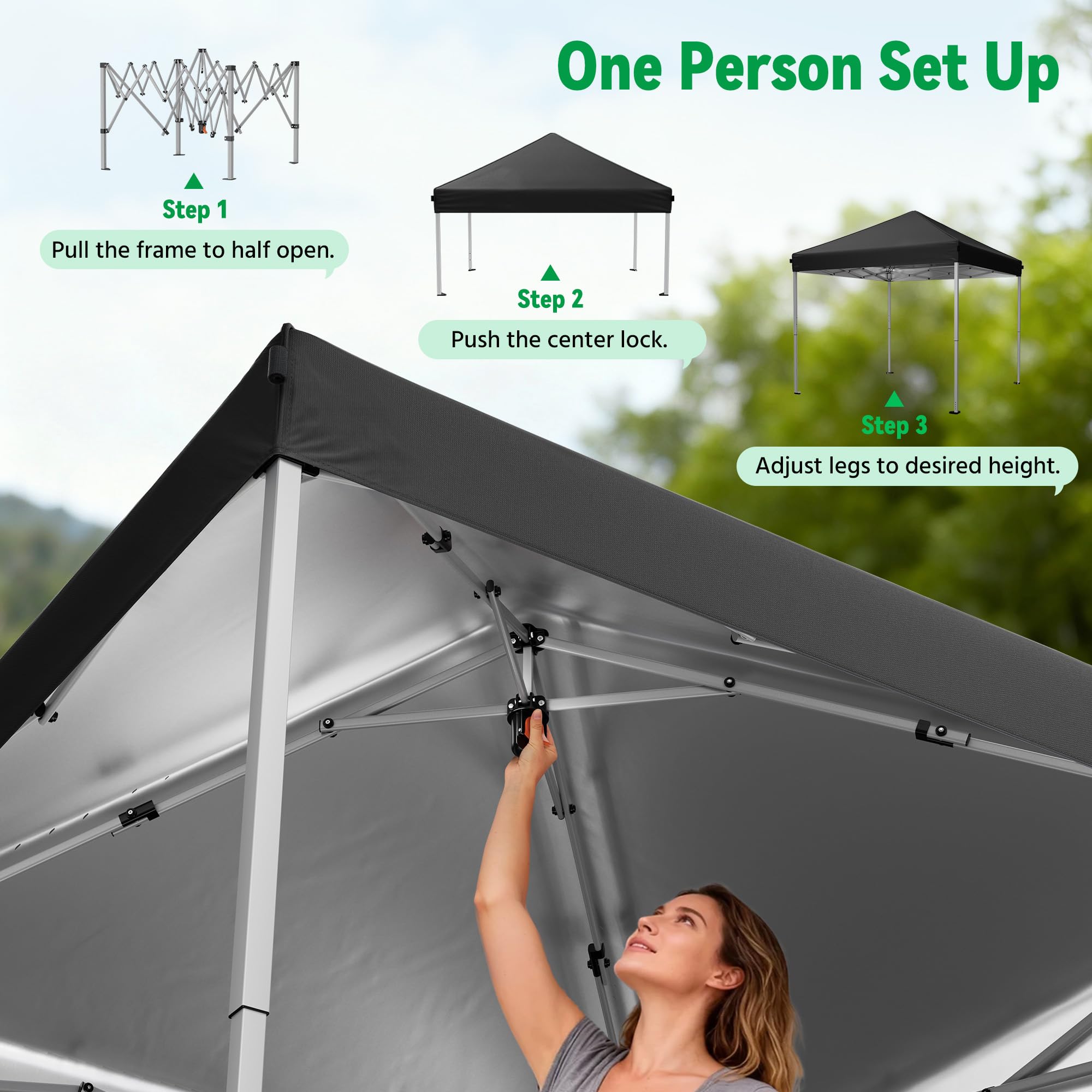 Driftalia canopy provides spacious shade for outdoor gatherings.