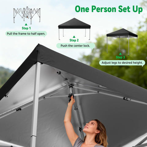 Driftalia canopy provides spacious shade for outdoor gatherings.