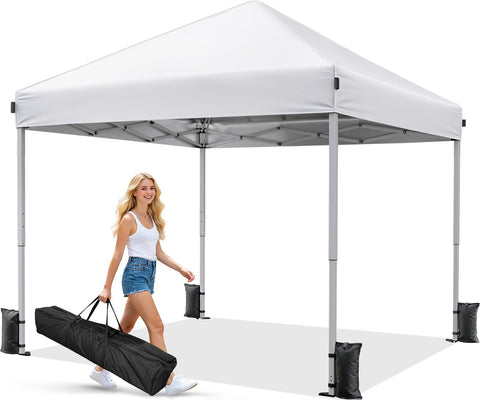 Driftalia 10x10 pop-up tent center lock enabling fast setup and instant shade