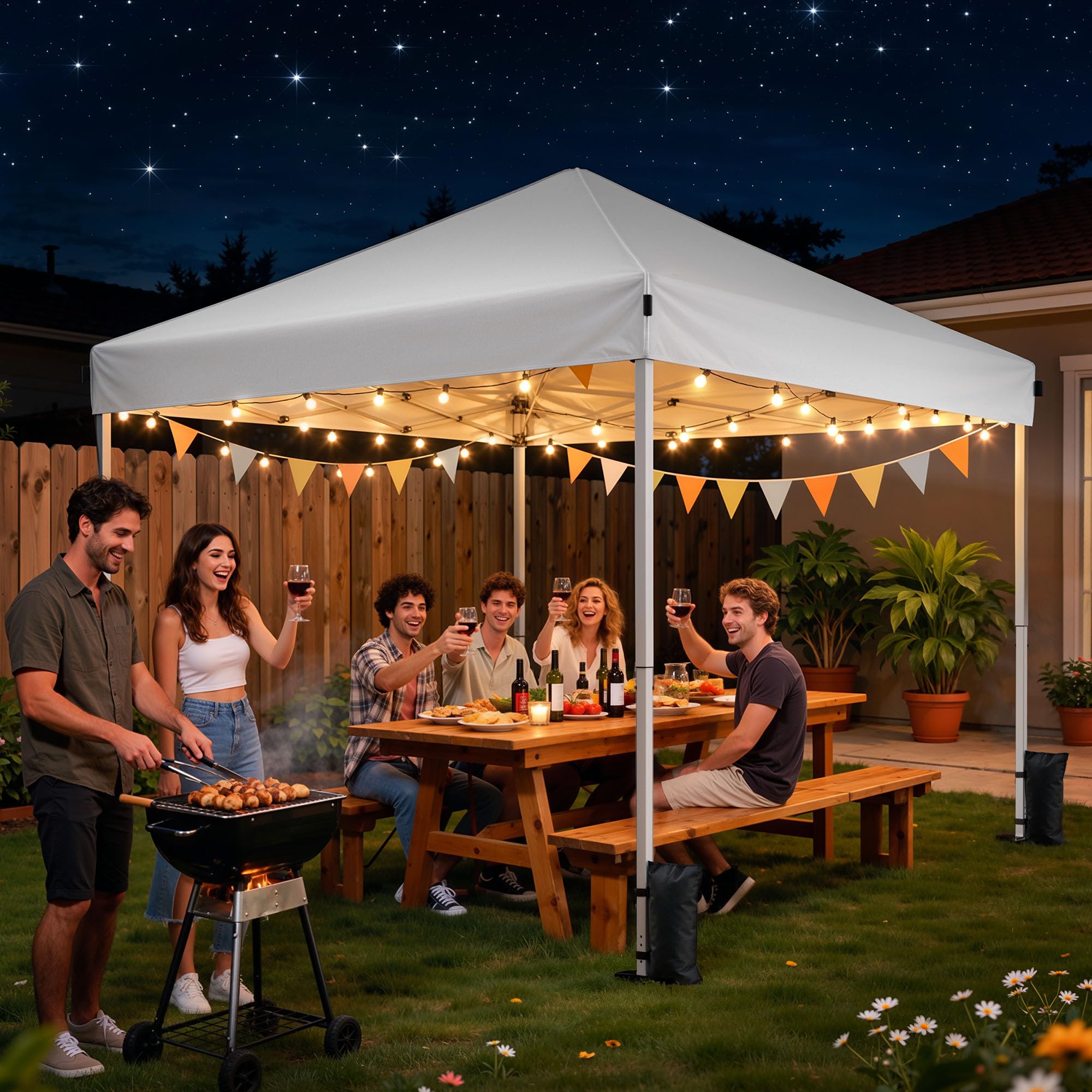 Driftalia 10x10 pop-up tent steel frame resists rust for durability