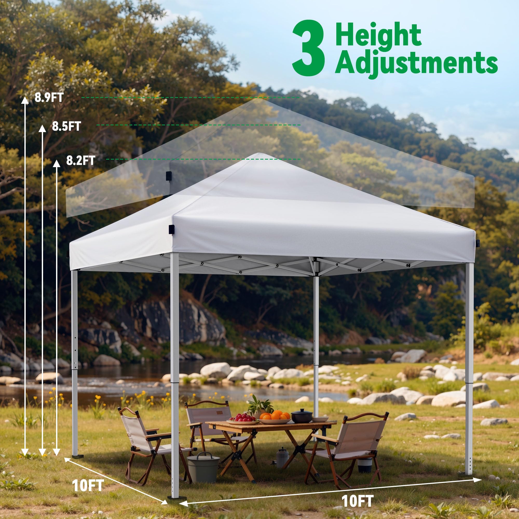 Driftalia 10x10 pop-up tent UPF 50+ fabric blocks sun effectively