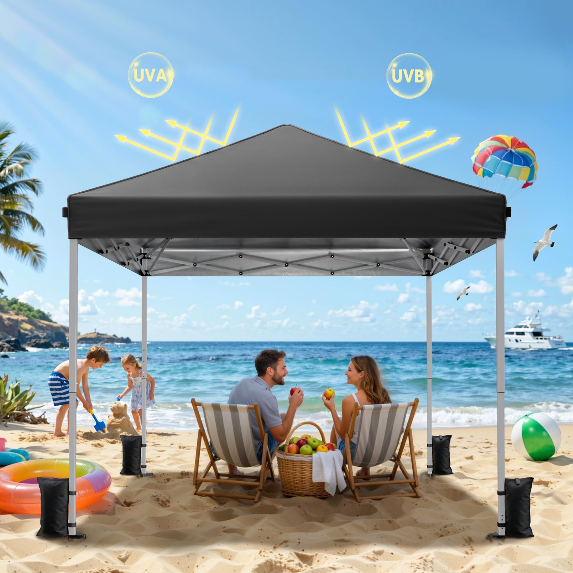 Driftalia canopy's durable steel frame provides stability.