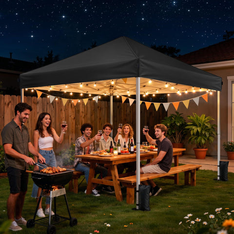 Driftalia canopy includes sandbags and stakes for stability.