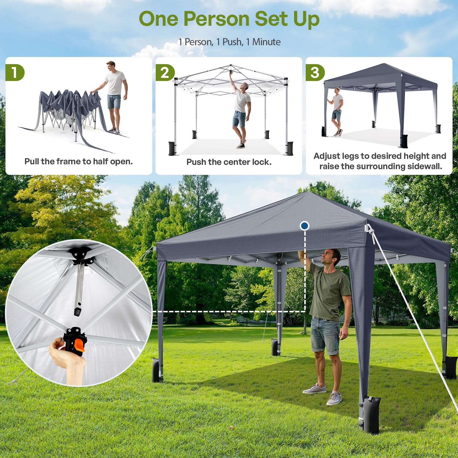 Driftalia pop-up canopy sidewalls removable, promoting ventilation and flexible shade