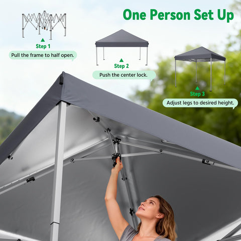 Driftalia pop-up tent shade area shows expansive 100 sq ft coverage.
