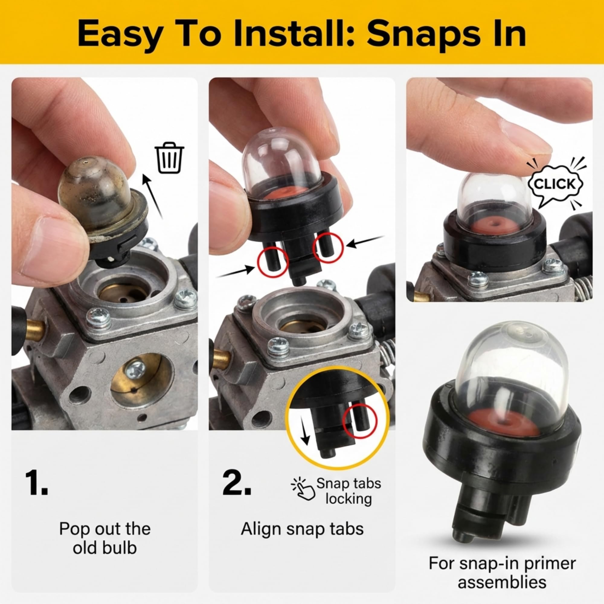 Drilax carburetor primer bulbs fit Ryobi, Poulan, Echo tools
