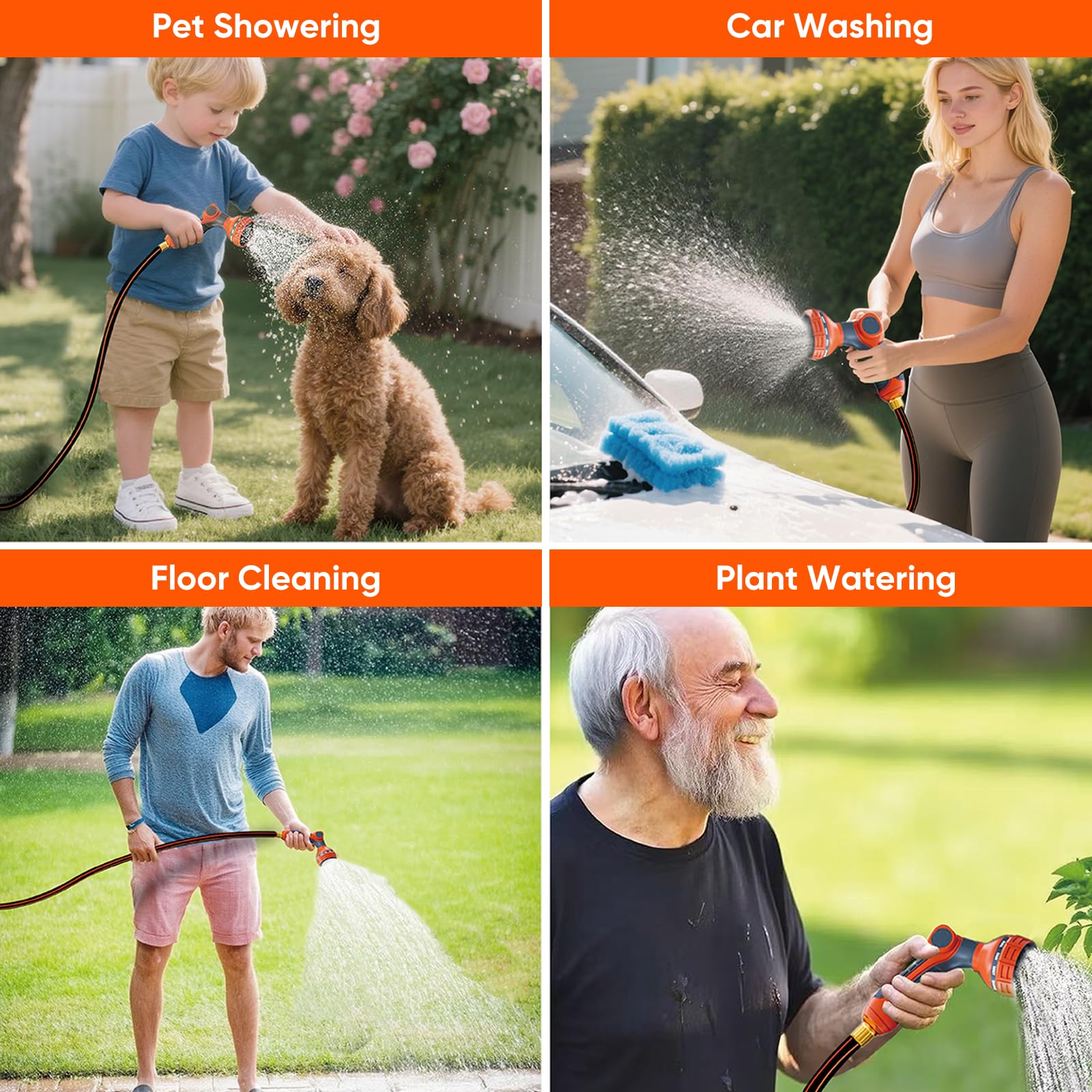 Wide yard coverage with DRINCOSH hose reel enabling efficient watering.