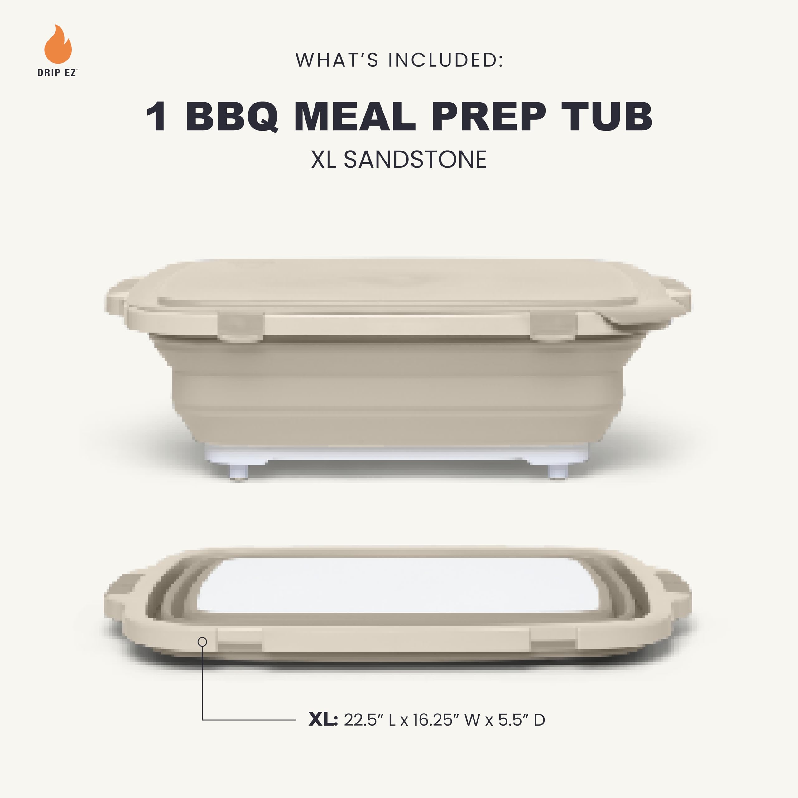 Drip EZ locking lid shown for secure marinade storage.
