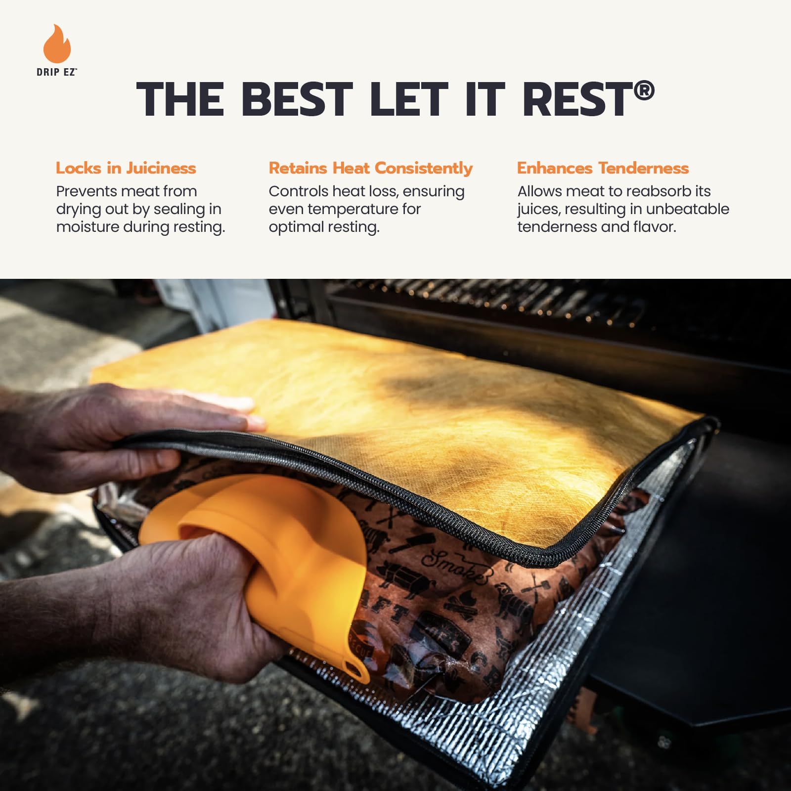 Drip EZ Rest EZ BBQ Blanket insulated design helps retain moisture during rest phases