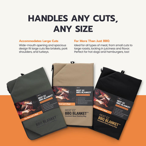 Drip EZ Rest EZ BBQ Blanket wide mouth opening for large cuts.
