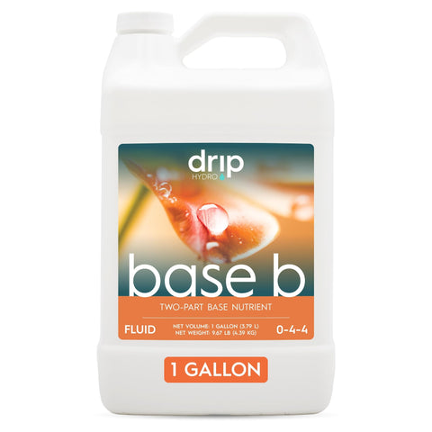 DRIP HYDRO Base B gallon label: balanced packaging for consistent plant nutrition.